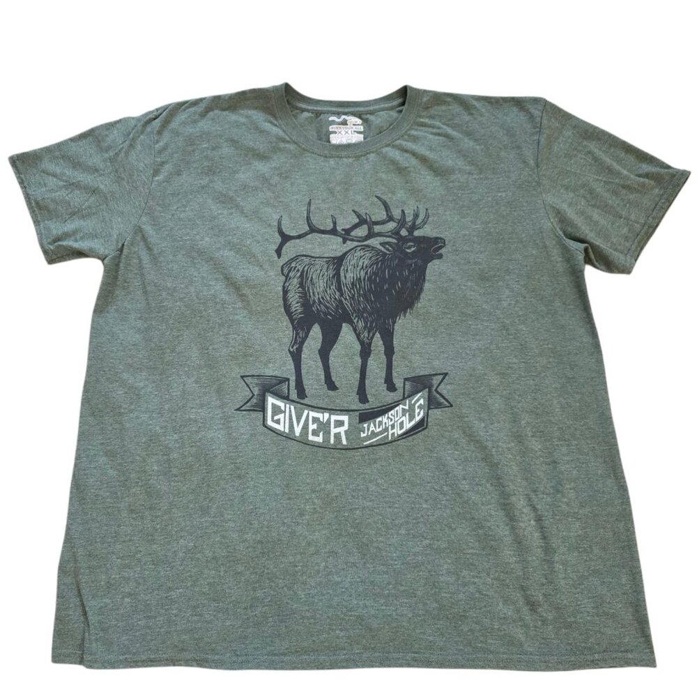 Jackson Hole Give'r Elk Graphic Relaxed Short Sleeve T-shirt Men’s Size XXL